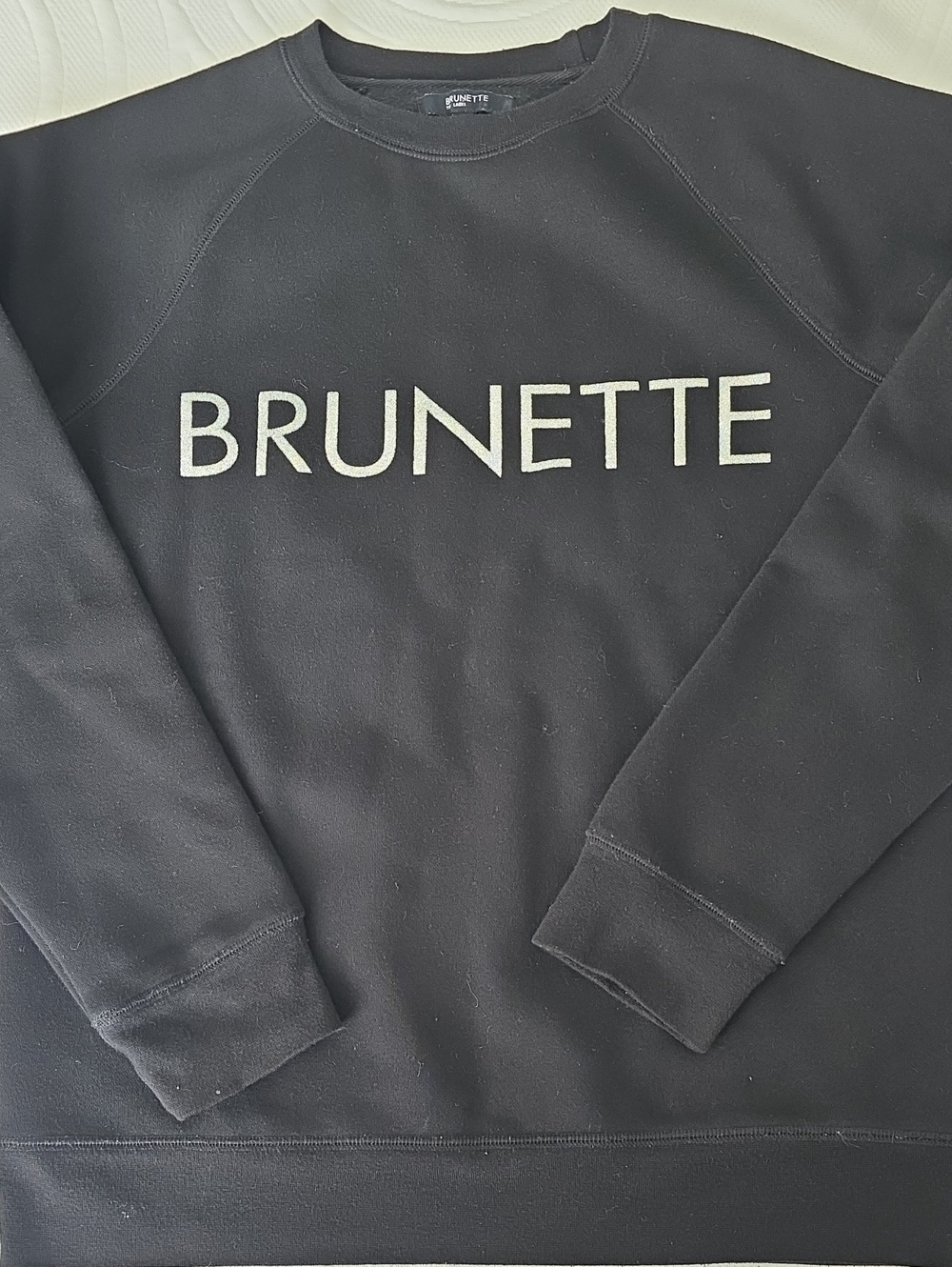Brunette The Label Black Crewneck Sweatshirt with Silver Sparkle Logo